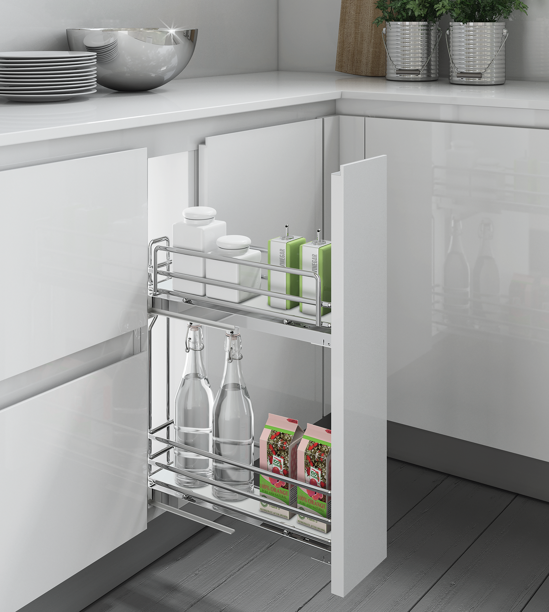 Inoxa Pull Out Basket Insert for 150mm Wide Base Cabinet Kitchen