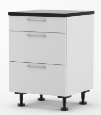 Milan - 600mm wide Three Drawer Base Cabinet - with Blum Runners