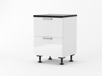 Florence High Gloss White 600mm wide 2 Drawer Base Cabinet w Top
