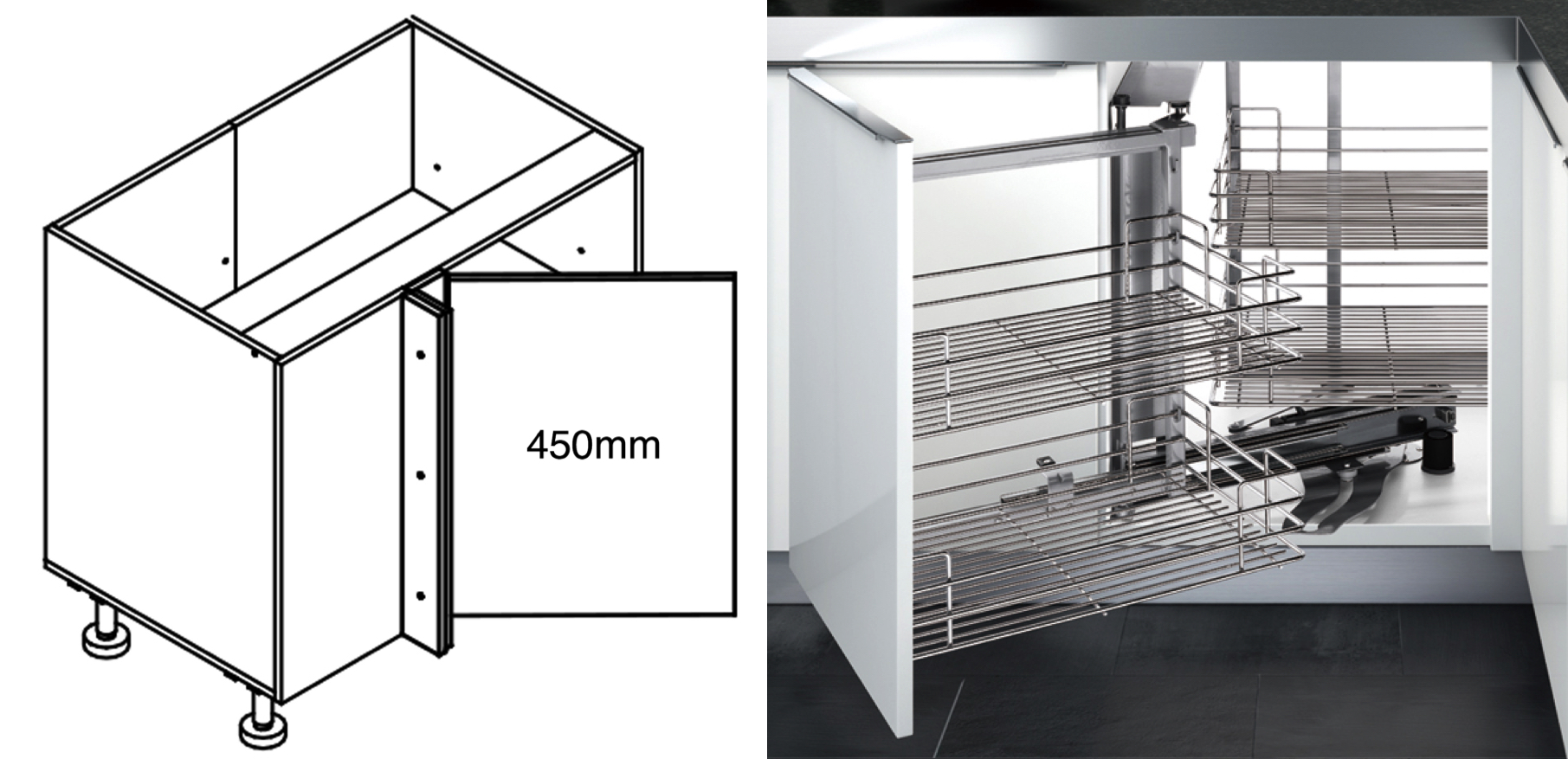 900mm Corner Cabinet with Soft-Stop Magic Corner - for Kitchen
