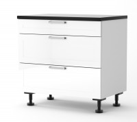 Rhodes - 900mm wide Three Drawer Base Cabinet 
