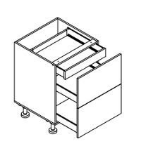 600mm wide 2 Drawer Base Cabinet with Hidden Drawer for Kitchen