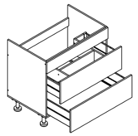 900mm Wide Under Sink 2 Drawer Base Cabinet - Euro for Kitchen