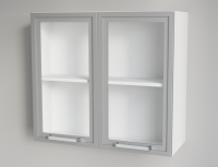 View Clear Glass Vertical Double Door Silver Framed Wall Cabinet Clear Glass Vertical Double Door Silver Framed Wall Cabinet for