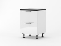 View Florence High Gloss White 600mm wide 2 Drawer Base Cabinet w Top Florence High Gloss White 600mm wide 2 Drawer Base Cabinet w Top
