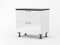 View Florence High Gloss White 900mm wide 2 Drawer Base Cabinet w Top