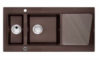 View Modern 1.5 Bowl Sink with Drainer Brown Metallic Modern 1.5 Bowl Sink with Drainer Brown Metallic for Kitchen